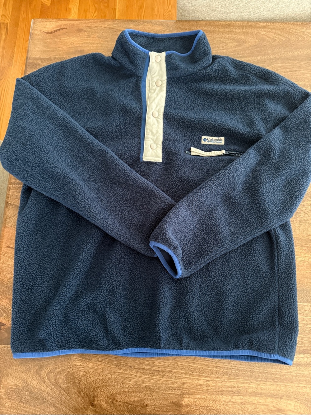 Columbia Men’s Navy Fleece Quarter-Zip with Cream Placket